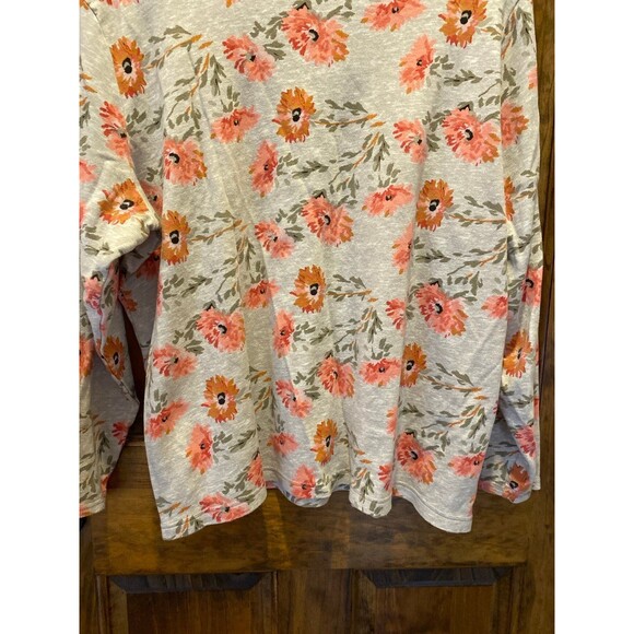 Croft & Barrow Blouse Plus Size 2X Top Tan Peach Floral T Shirt 100% Cotton - Picture 6 of 10